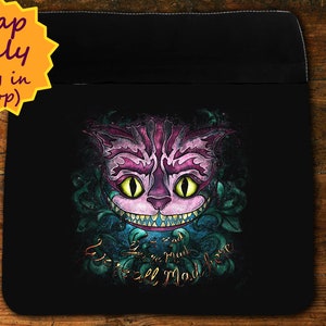 Rabat Chat du Cheshire pour sac messenger en tissu multipoches, rabat pour sac à bandoulière Alice au pays des merveilles pour étudiant