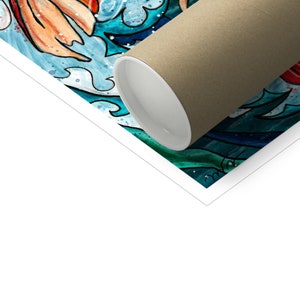 Koi fish wall art, Japanese fish painting printed on matte paper, Feng Shui Decor image 7