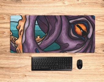 Große Oktopus Schreibtischmatte, XXL Mauspad mit Riesenkraken Druck, Schreibtischunterlage, Schreibtischmatte, Gaming Accessoire