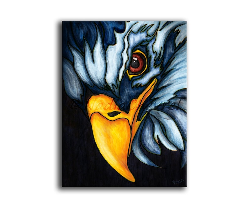 digital painting printed on canvas Bald eagle painting