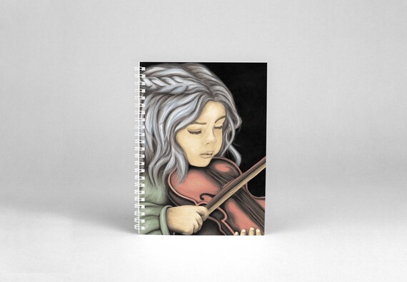 Girl With Violin Spiral Notebook A4 Theme Reproduction Art Painting On Paper Sketch Cover Child Portrait