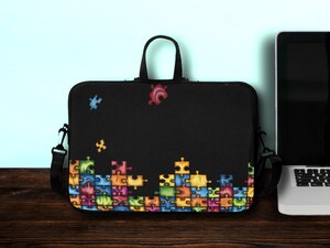 Sac Ordinateur 15.6" MISAKO Flors - Motif Floral, 30x41x10cm, Bandoulière Réglable, Résistant à L'eau
