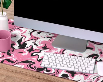 Personalized XL Mousepad: Abstract Pastel Desk Mat, Kawaii Dorm Decor