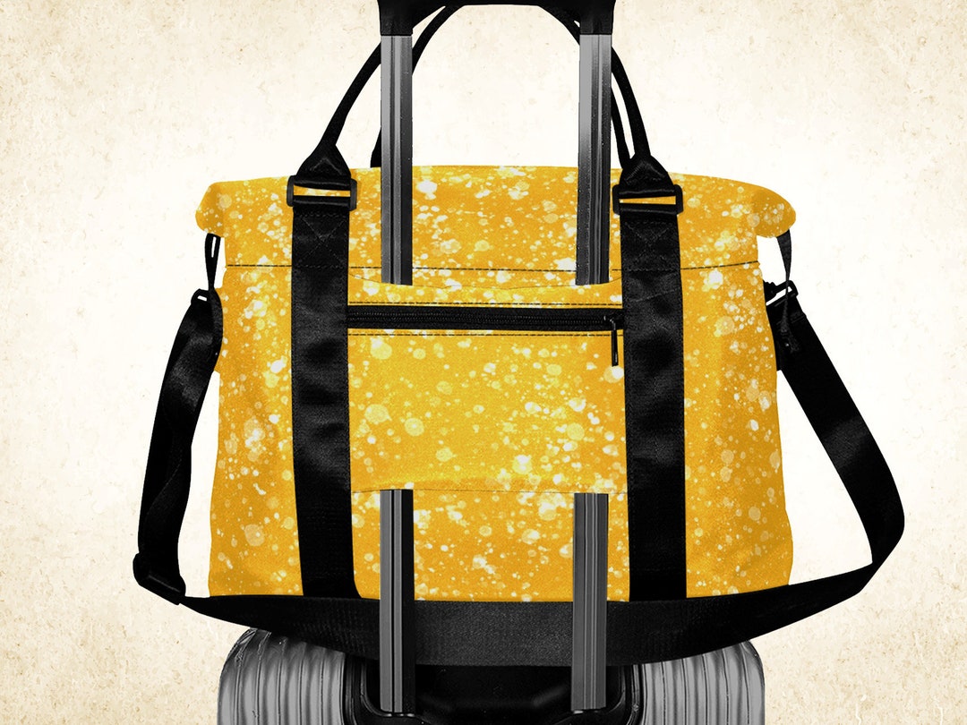 Black and Yellow Duffle Bag, Brightly Colored Weekender Bag With Strap