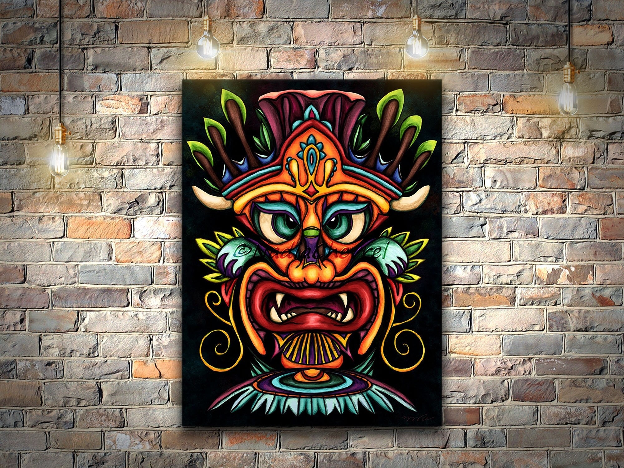 Maori Tiki Totem Art Polynesian Ethnic Folk Art Canvas Print Etsy