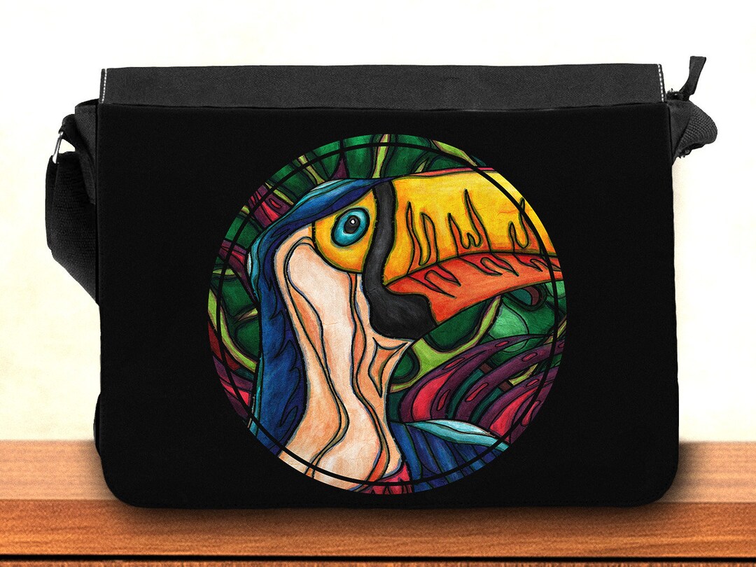 Toucan Messenger Bag, Boho Chic Crossbody Bag Printed With Toucan Bird