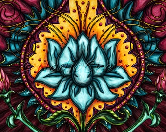 Blue Lotus Flower Painting Printed on Art Paper Unlock Your - Etsy Australia Blue Lotus Flower Painting Printed on Art Paper Unlock Your - Etsy Australia