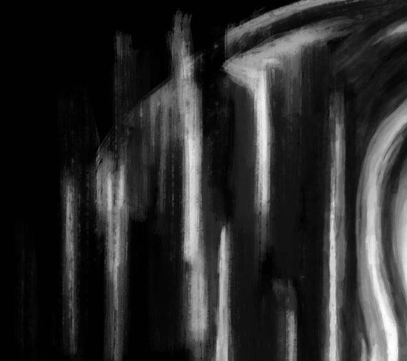 Peinture Visage Triste Portrait Homme Noir Et Blanc Tableau Visage Stylisé Homme Sombre Art Numérique Impression Toile Tirage Limité