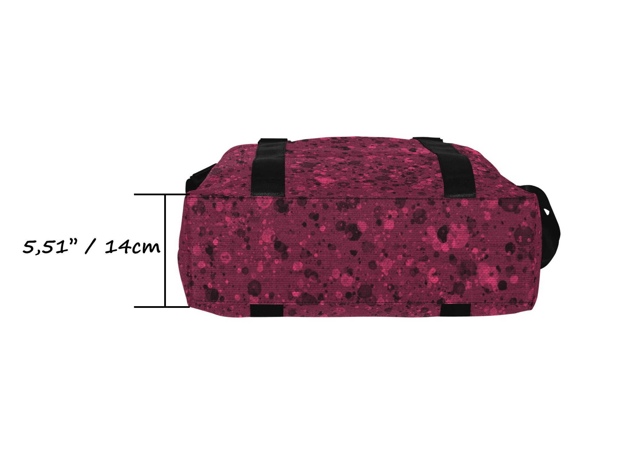 Magenta and Black Duffle Bag, Women Weekender Bag With Strap and Trolley Sleeve, Dripping Paint