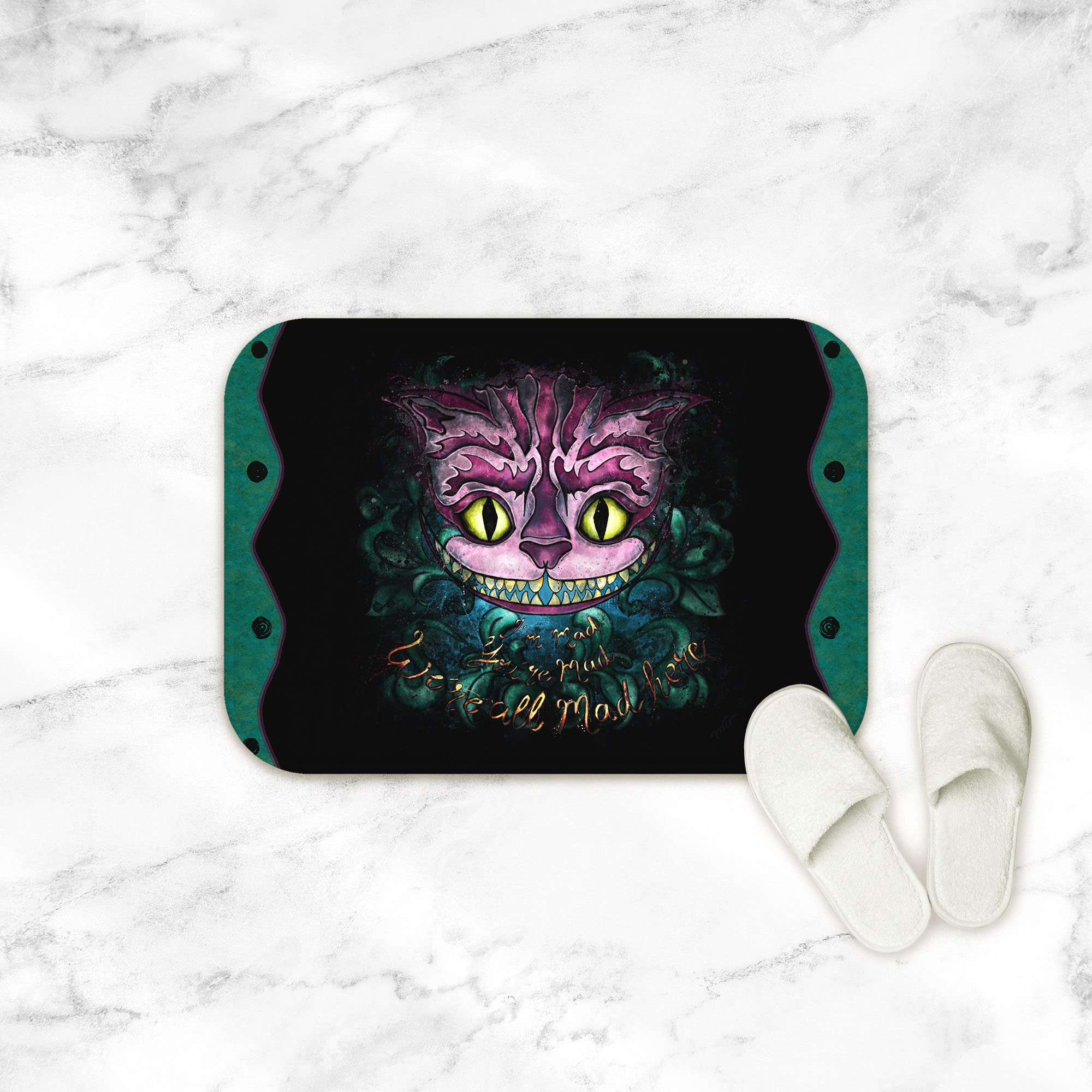 Cheshire Cat Bath Mat: Alice in Wonderland Gothic Bathroom Decor