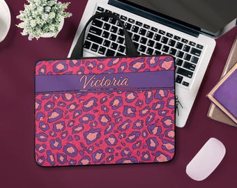 Hot Pink Leopard Print Laptop Bag With Handles Personalized Neoprene Computer Case or Tablet Sleeve Colorful Cheetah Laptop Case for Girls Etsy
