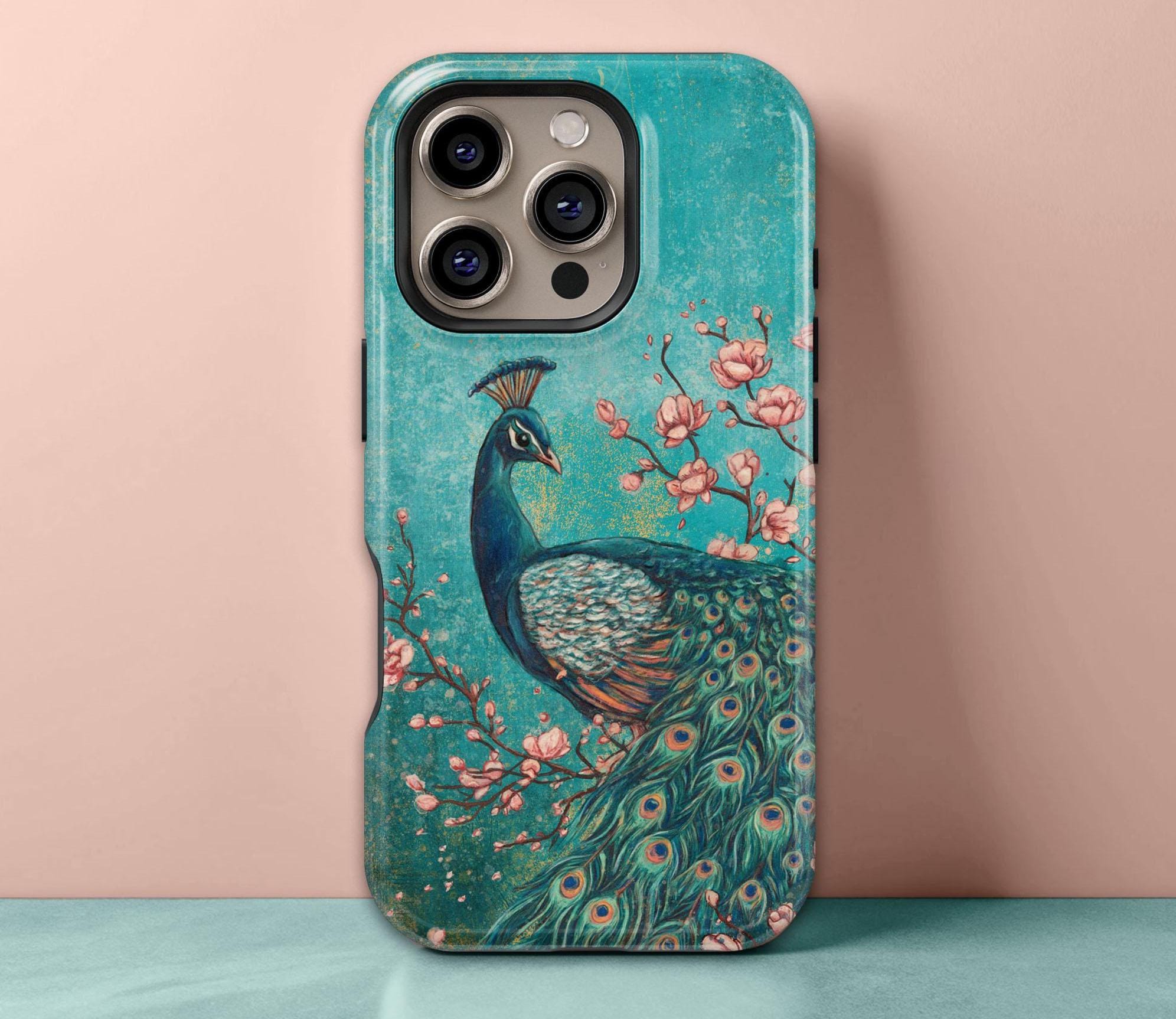 Peacock Phone Case for iPhone 17 to 11, Galaxy S25 to S21 and
