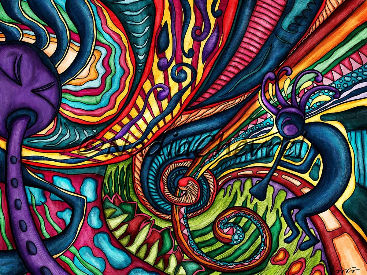 Colorful Kokopelli Wall Art Hopi Native Americans Art Print - Etsy