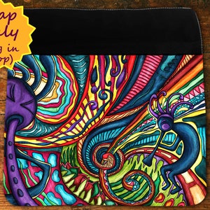 Kokopelli Klappe für Umhängetasche, Crossbody Stofftasche, Klappe für Unisex Hippie Schultertasche für Schule oder Festival