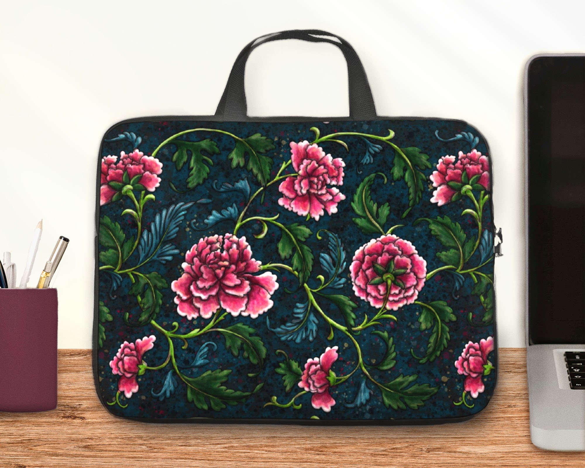 Sac ordinateur motif pivoines baroque housse ordinateur portable femme 5 tailles allant de la pochette tablette 10 pouces au sac 17 pouces Etsy France