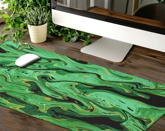 Black and green mousepad, large gaming desk mat for colorful desk decoration