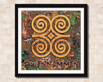 Dwennimmen Adinkra Symbol Print, West African Art, Strength and Humility
