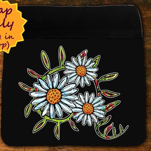 Gänseblümchen Blumenklappe für Umhängetasche, Blume illustrierte Wechselklappe für Canvas Umhängetasche, Hippieklappe für Schulkuriertasche