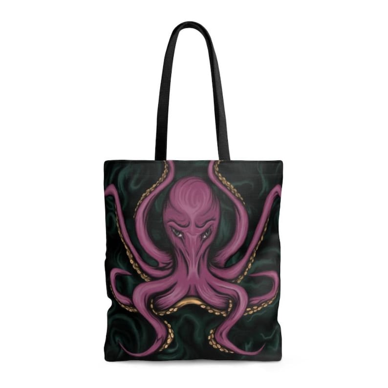 Bag Tote groceries free shipping tote bag-black pattern Octopus print Octopus squid giant art Octopus Octopus tote bag art gift
