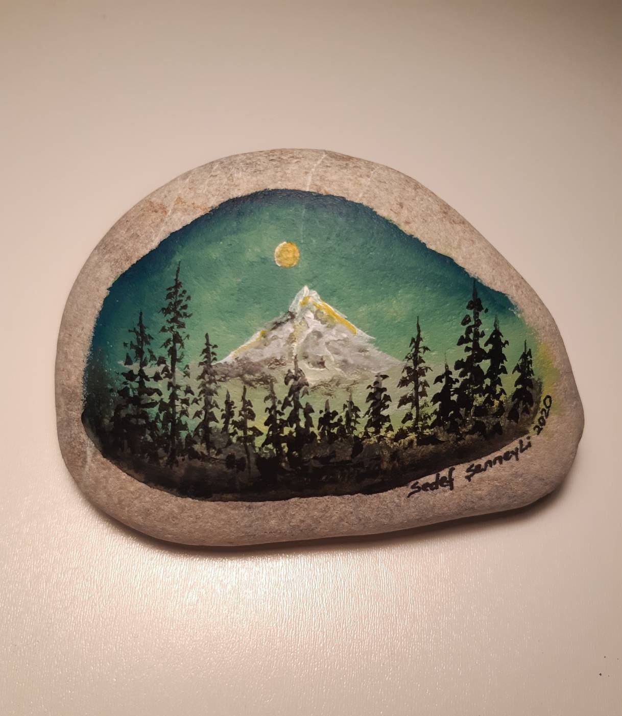 Mountain Landscape Painting Hand Painted On Stone Rock Art Etsy Singapore