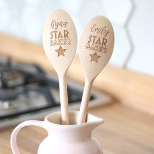 Star Baker Personalised Engraved Wooden Spoon, Cooking, Baking Gift, Wooden Spoon Award, Chef Spoon, Natural Wood, Cake Bake Award