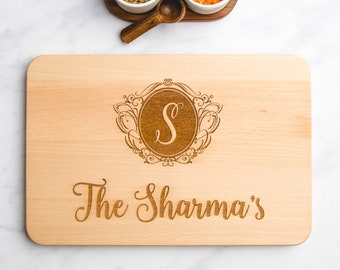 Personalised Engraved Family Name Cutting Board, Solid Wood