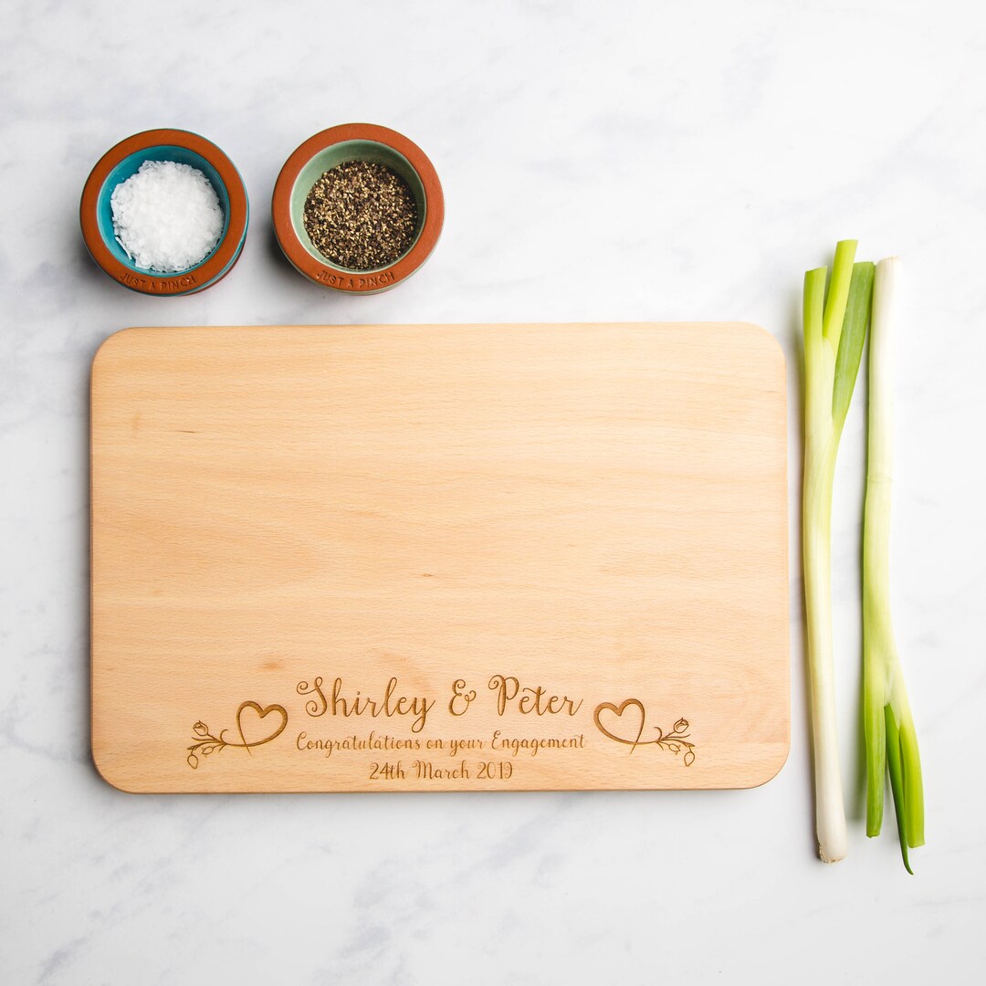 Engagement Gift Wooden Chopping Board, Wedding Present for a Couple. A