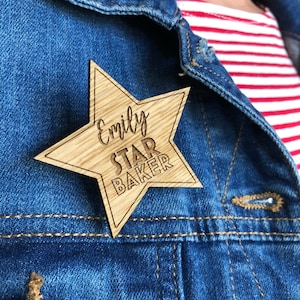 Star Baker Badge, Bake Off Brooch, Star Badge, Personalised Baking Gift, Gift for a Baker