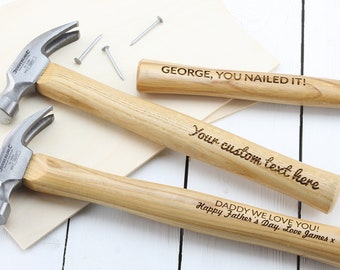 Personalised Wooden Hammer - Engraved with Your Words - Father's Day Gift - Fifth Wood Anniversary Idea -Building a Family - Family Gift