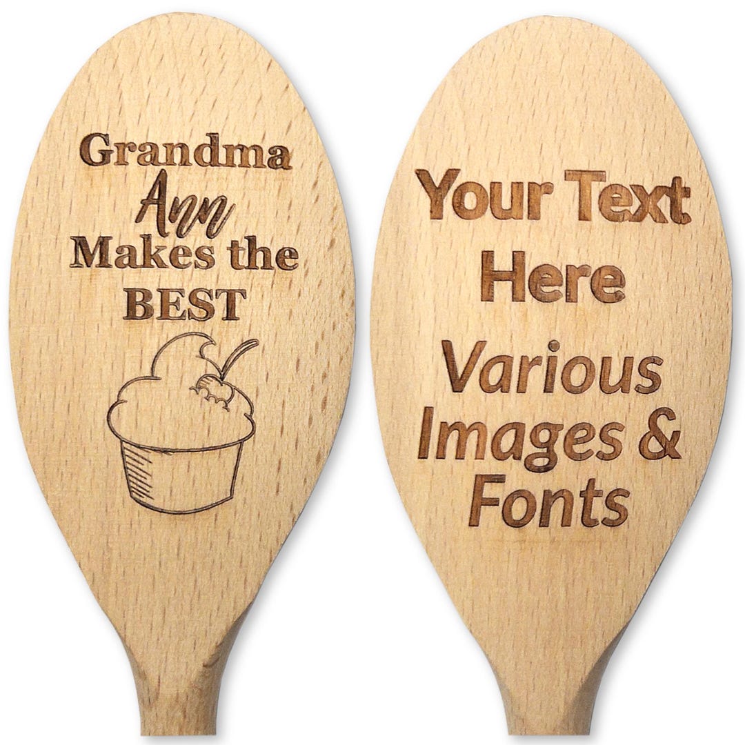 Spoon Lettering Personalised Engraved Wooden Spoon, Custom Image & Text, 30cm - Etsy
