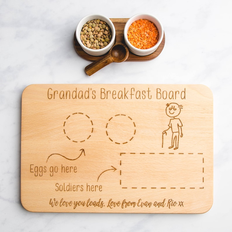 Egg and Soldiers Serving Board, Dippy Eggs and Toast, Father's Day, Gift for Easter, Gifts for a Child's Birthday, Custom Text with Name image 2