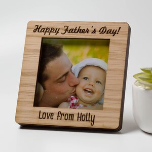 Personalised Father's Day Photo Frame, Oak Square, Father's Day Gift, Grandad, Dad Memory, New Baby Gift, Laser Engraved