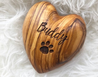 Memorial de mascota personalizado de madera con forma de corazón y huella de pata, regalo de condolencias por pérdida de animal, adorno de puente arcoíris para perro y gato.
