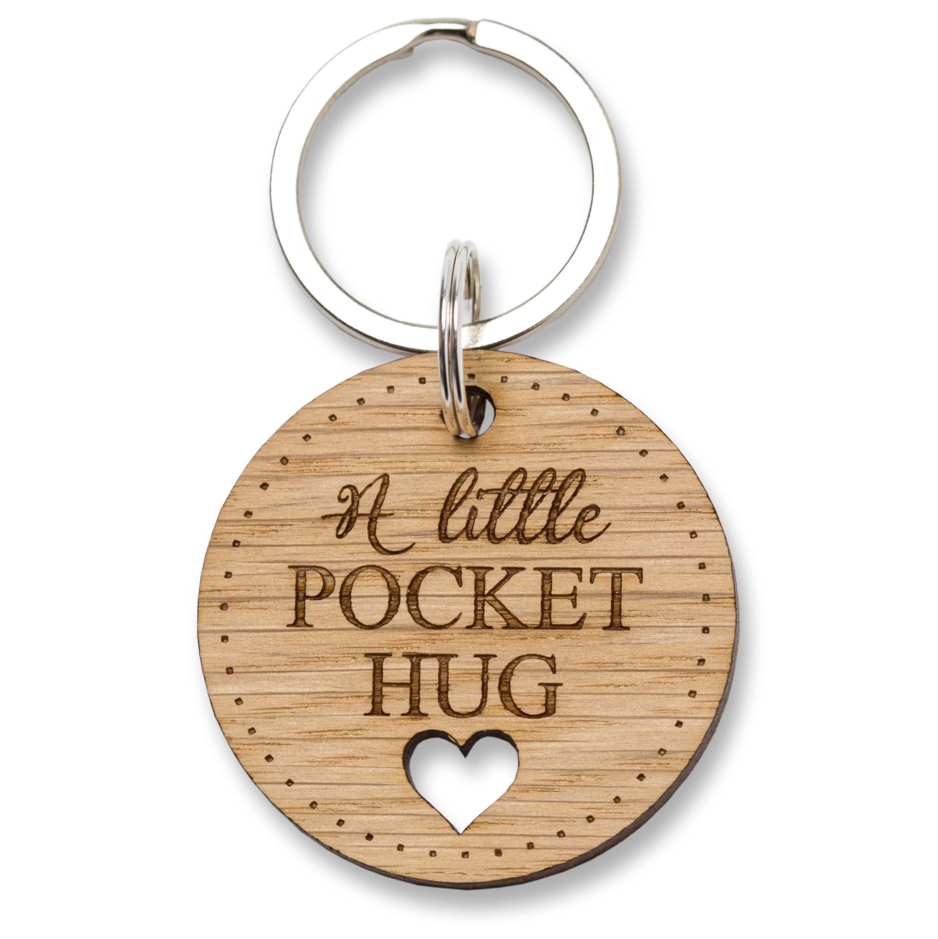 Oak Veneer Pocket Hug Keyring, Laser Engraved Gift - Etsy