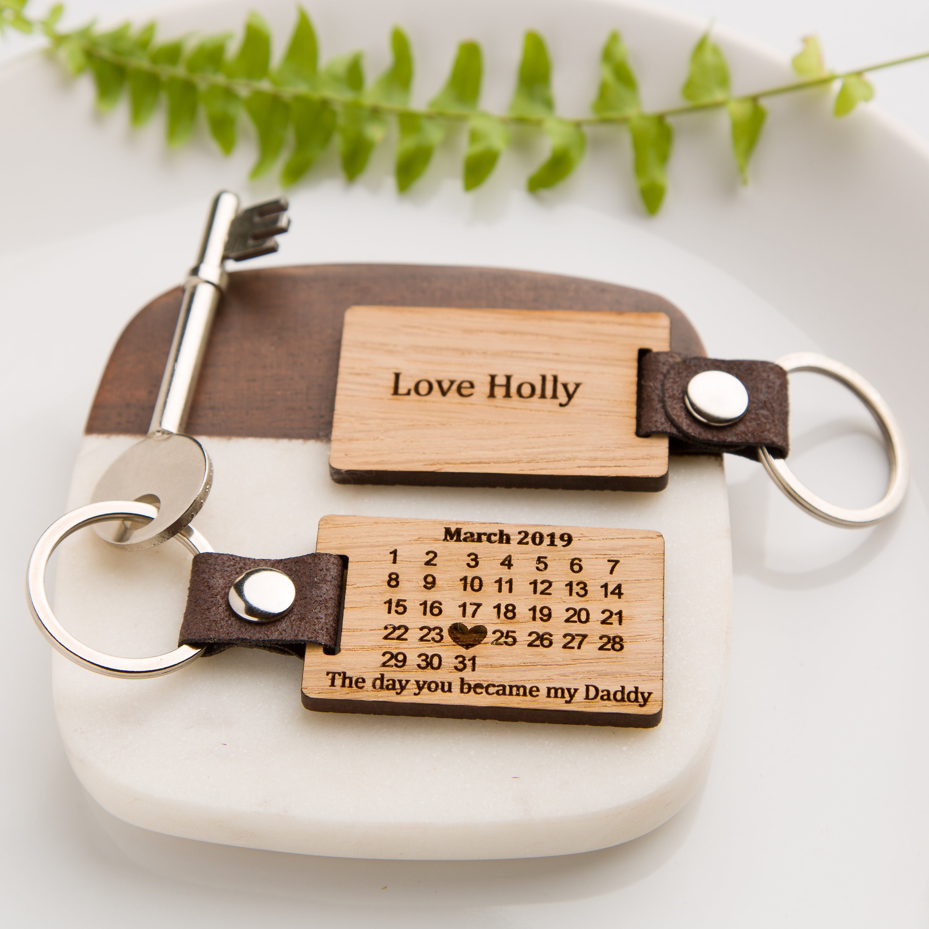 Oak Calendar Date Key Ring Personalised Fathers Day New Etsy Canada