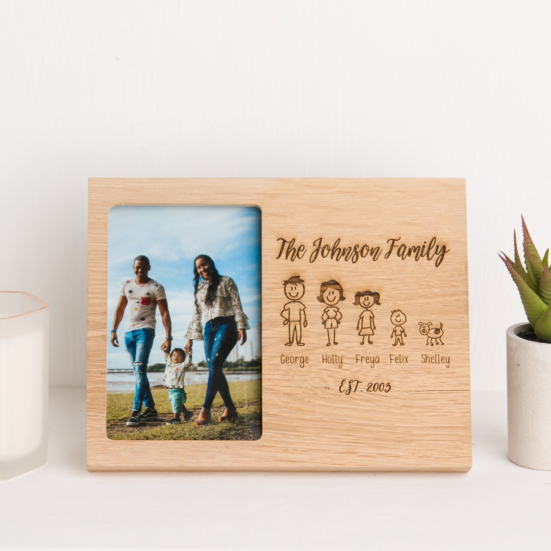 Personalised Family Photo Frame, Solid Oak, Mothers Day Gift, New Home