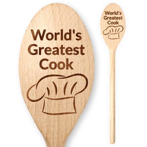 World’s Greatest Cook Chef Hat Wooden Cooking Spoon Husband Mum Dad Mothers Father’s Day Birthday Bake Off Challenge Star Baker Chef Kitchen