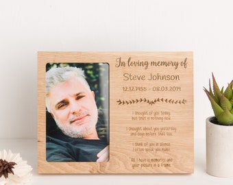 Personalised Loving Memory Photo Frame, Solid Oak, Bereavement Gift, Sympathy and Remembrance, Laser Engraved