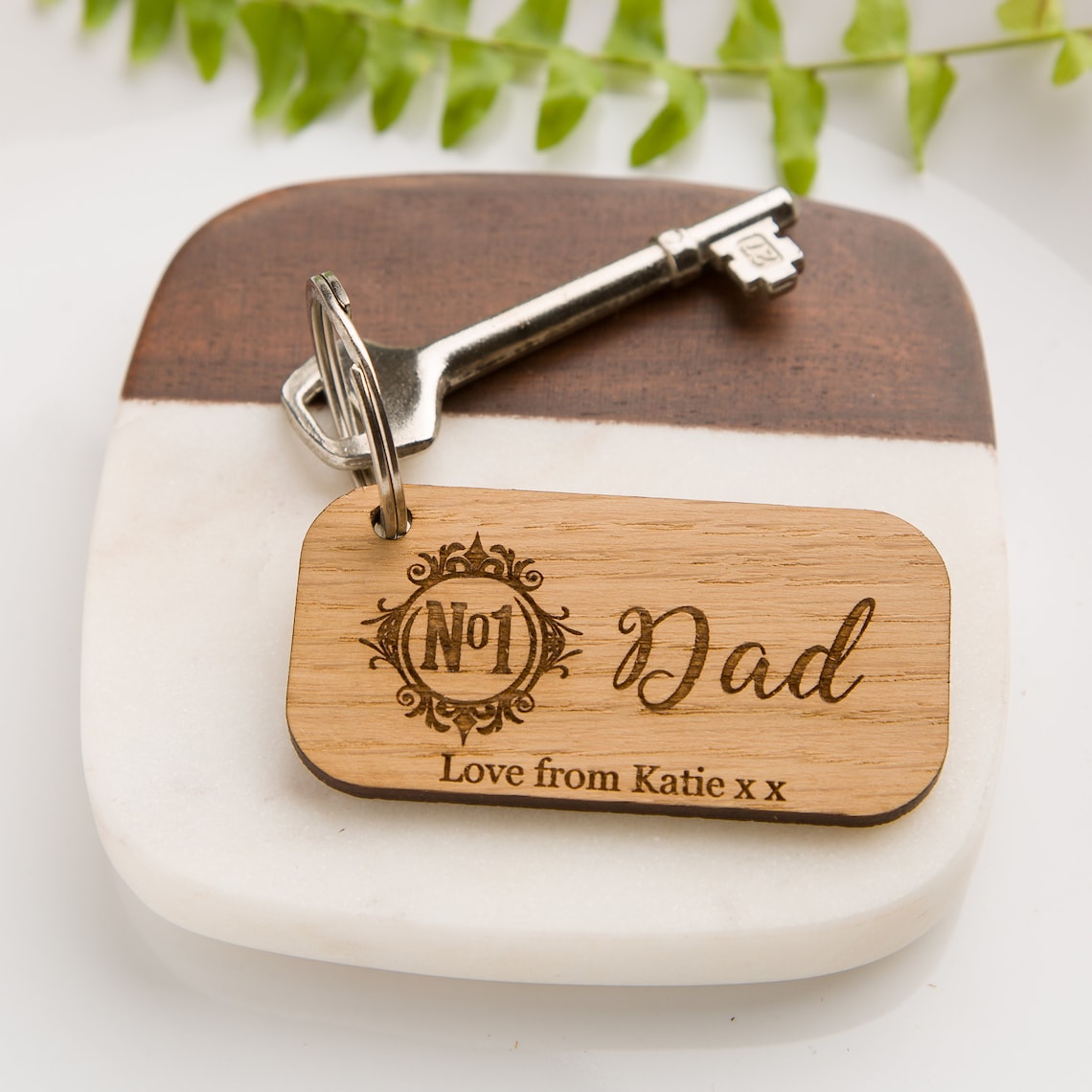 No 1 Dad Personalised Wood Key Ring Gift for Him Daddy Gift Etsy UK