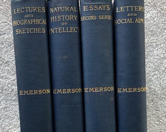 Ralph Waldo Emerson hardback books (4), late 1800's
