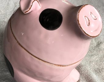 Pink pig ceramic cookie/storage jar