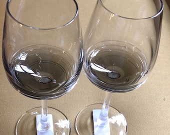 Mikasa Swirl Smoke white wine glasses (2), unused