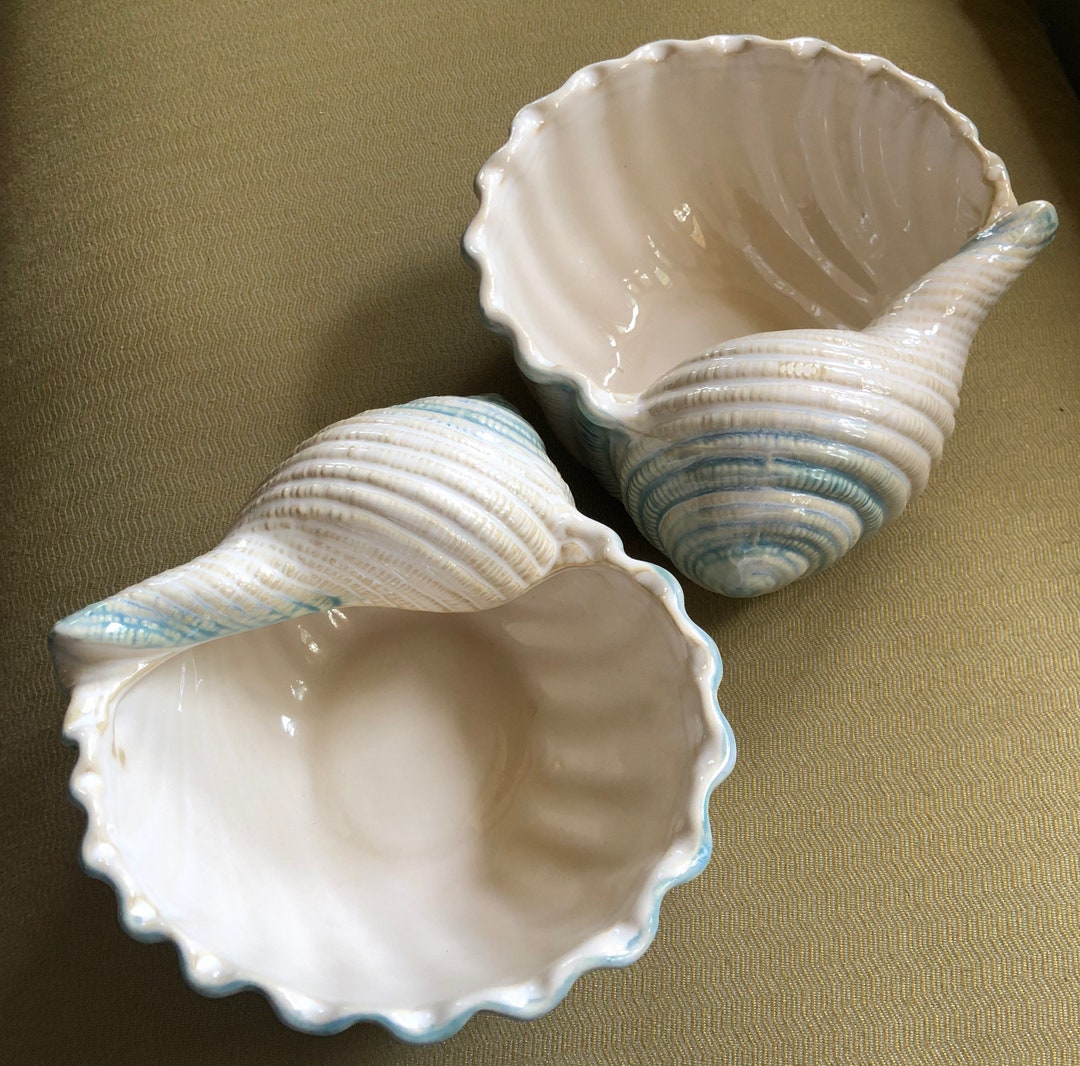 Shoreline Shrimp/dip Seashell Ceramic Bowls (2) - Etsy