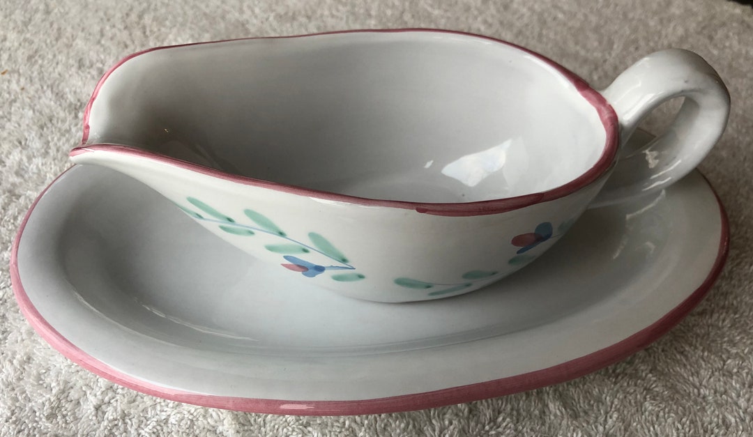 Caleca Gravy Boat and Detached Underplate, Italy - Etsy