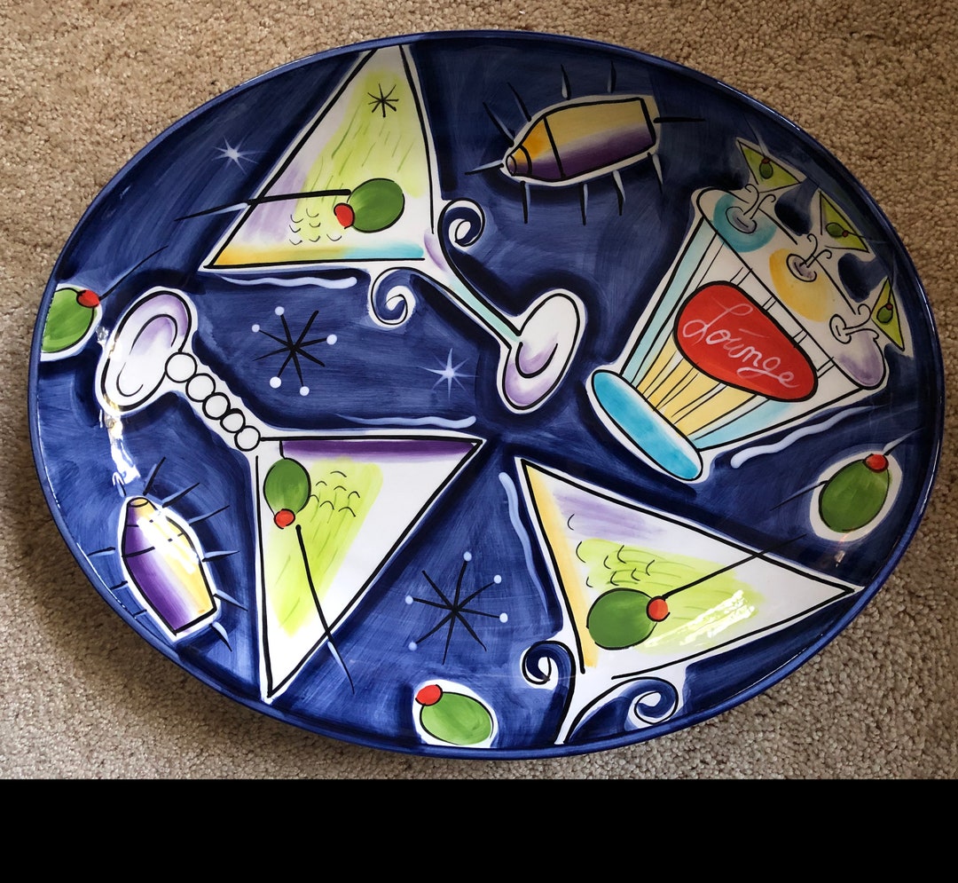 Clay Art Large Oval Martini Party Tray/server Etsy