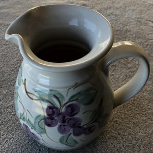 Patton Handmade Stoneware Pottery pitcher with grapes and vines