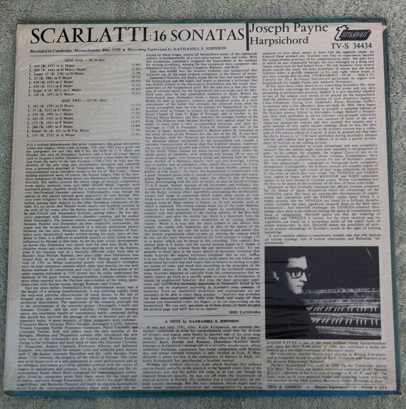 Domenico Scarlatti 16 Sonatas for Harpsichord Lp, New - Etsy