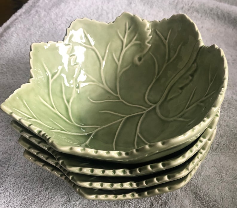 Olfaire Portugal Green Cabbage/lettuce Leaf Salad Plates/bowls Etsy