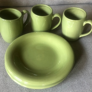 Espana Lifestyle mugs and plates, green, 3 each