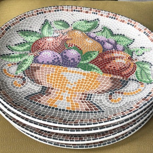 Zoey 96 oval mosaic dinner plates (4)